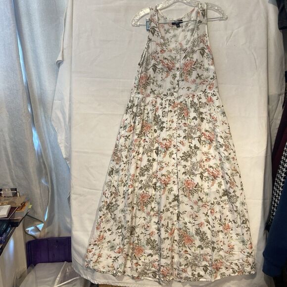 Women’s Frye Sleeveless Dress Ivory Floral Button Front maxi Dress Size Small - Picture 3 of 5